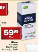 Nivea For Men Moisturiser Assorted, Each-75ml