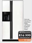 Samsung Side-by-Side Mirror Fridge with Water Dispenser and Ice Maker-660 Ltr