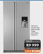 Samsung Side-by-Side Metallic Fridge with Water Dispenser-660 Ltr