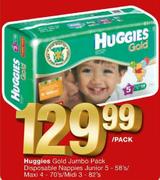 Huggies Gold Jumbo Pack Disposable Nappies Junior 5-58's/Maxi 4-70's/Midi 3-82's