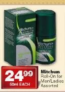 Mitchum Roll-On for Men/Ladies Assorted-50ml each