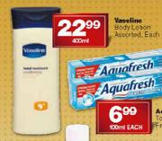 Vaseline Body Lotion Assorted, Each-400ml