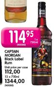 Captain Morgan Black Label Rum-750ml