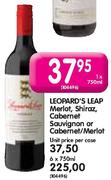 Leopard's Leap Merlot,Shiraz,Cabernet Sauvignon or Cabernet/Merlot-750ml