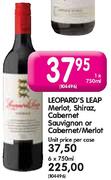 Leopard's Leap Merlot,Shiraz,Cabernet Sauvignon or Cabernet/Merlot-6 x 750ml