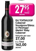 DU Toitskloof Cabernet Sauvignon/Shiraz Or Pinotage/Merlot/Ruby Cabernet-750ml