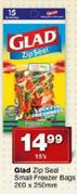 Glad Zip Seal Small Freezer Bags-200x250mm