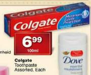 Colgate Toothpaste Assorted, Each-100ml