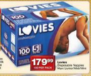 Lovies Disposable Nappies Maxi/Junior/Midi/Mini-100 per pack