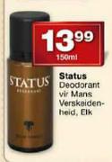 Status Deodorant Vir Mans Verskeidenheid, Elk-150ml