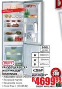 Defy Metallic Fridge/Freezer With Water Dispenser-360ltr