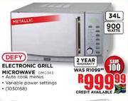Defy Electronic Metallic Grill Microwave-34ltr