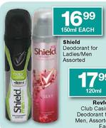 Shield Deodrant for Ladies/Men Assorted-150ml Each 