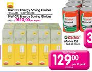 14W CFL Energy Saving Globes-Per 10 Pack