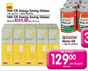 14W CFL Energy Saving Globes BC and ES-Per 10 Pack