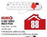 Ellies 8 Way Surge Multi-Plug