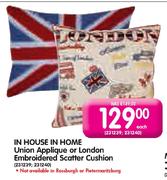 In House In Home Union Applique Or LOndon Embroidered Scatter Cushion-Each