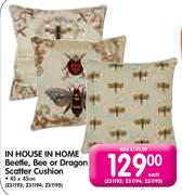 In House In Home Beetle, Bee Or Dragon Scatter Cushion-45x45cm Each