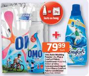 Omo Concentrated Liquid 750ml Plus a Comfort Fabric Conditioner Assorted 800ml-Each