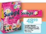 Sunlight Regular Washing Powder 2Kg Plus Sunlight Laundry Bar Assorted 400/500g