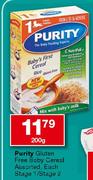 Purity Gluten Free Baby Cereal Assorted, Each Stage 1/Stage 2-200g