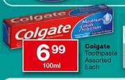Colgate Toothpaste Assorted Each-100ml