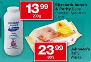 Elizabeth Anne's & Purity Baby Powder, Assorted Each-200g