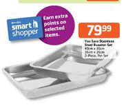 2 Piece Stainless Steel Roaster Set(40cm x 30cm)(36cm x 26cm)-Per Set