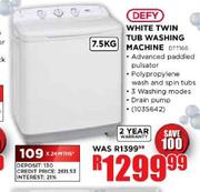 Defy White Twin Tub Washing Machine-7.5kg (DTT166)