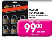 Mackie Iron Padlock-30mm Per Pack