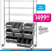 7 Tier Chrome-Plated Steel Bin Rack Each