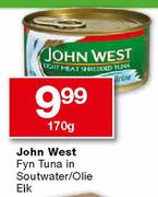 John West Fyn Tuna in Soutwater/Olie-170gm Elk-