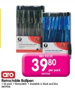 Aro Retractable Ballpen-24 per pack