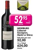 Nederburg Cabernet Sauvignon,Merlot or Shiraz-12 x 750ml
