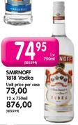 Smirnoff 1818 Vodka-12 x 750ml