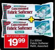 Housebrand Fabric Softener Refill Assorted-2x500ml 