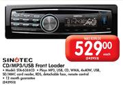 Sinotec CD/Mp3/USB Front Loader (STA-6388CD) - Each