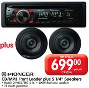 Pioneer CD/MP3 Front Loader Plus 5 1/4" Speaker(DEH155/TSG1314)-Per Set