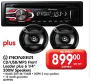 Pioneer CD/USB/MP3 Front Loader Plus 6 1/4" 200W Speakers-Per Set(DXT146/156UB)