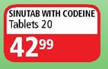 Sinutab With Codeine Tablets-20's 