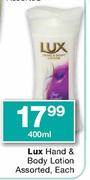 Lux Hand & Body Lotion Assorted-400ml Each