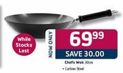 Chefs Wok Carbon Steel-30cm