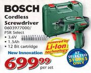 Bosch Cordless Screwdriver-Per Set