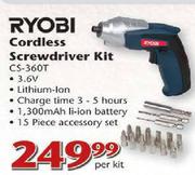 Ryobi Cordless Screwdriver Kit-Per Kit
