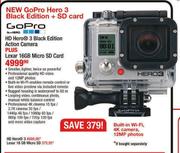 Gopro HD Hero 3 Black Edition Action Camera + Lexar 16GB Micro SD Card
