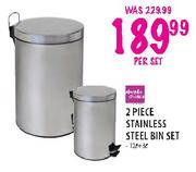 Simple Choice 2 Piece Stainless Steel Bin Set-Per Set