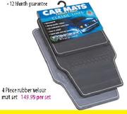 Stingray 4 Piece Rubber Velour Mat Set-Per Set