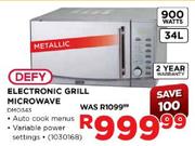 Defy Electronic Grill Microwave DMO343-34Ltr