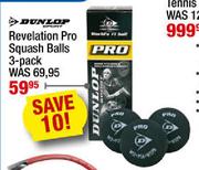 Dunlop Revelation Pro Squash Balls-3-Pack