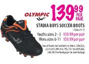 Olympic Stadia Boys Soccer Boots-Sizes 9-1 Per Pair